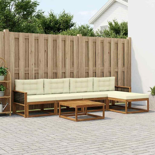 Buiten bankenset met kussen 6 pcs Natuurlijk en Crème is nu te koop bij PeponiXL, paradijselijk wonen!