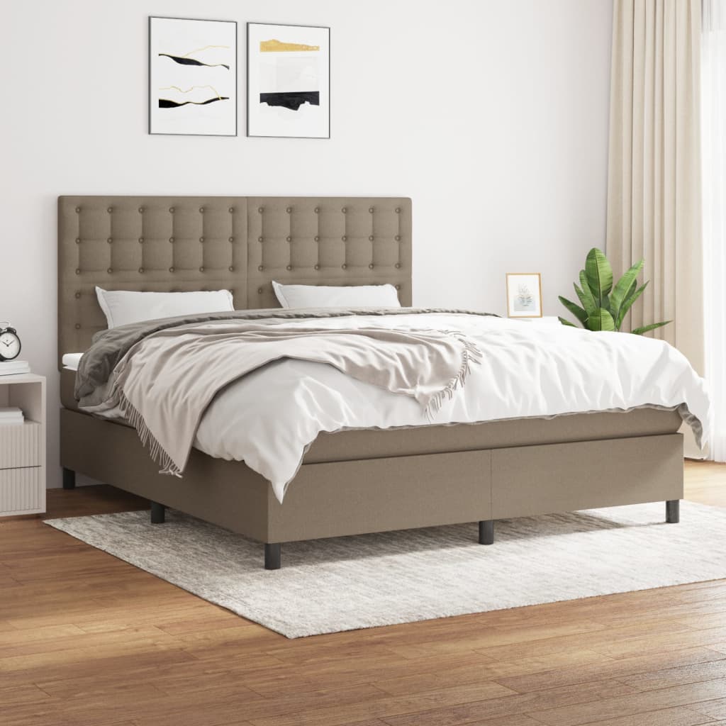 Boxspring met matras stof taupe 160x200 cm is nu te koop bij PeponiXL, paradijselijk wonen!