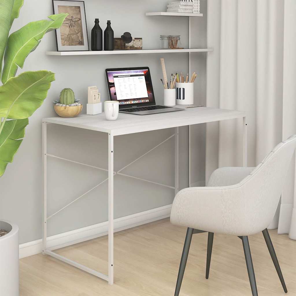 Computerbureau 110x60x70 cm bewerkt hout wit is nu te koop bij PeponiXL, paradijselijk wonen!