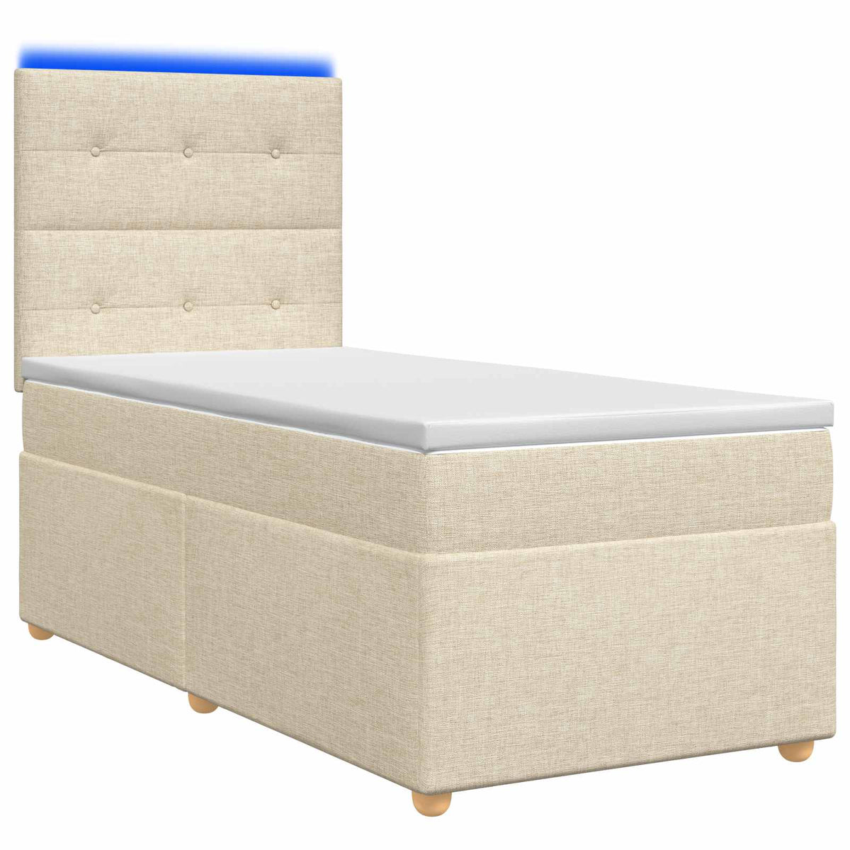 Boxspringbed met matras Crèmekleurig 90 x 200 cm Stof is nu te koop bij PeponiXL, paradijselijk wonen!