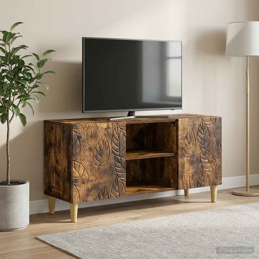 TV-kast 102 x 34,5 x 50 cm Gerookt eiken Bewerkt hout is nu te koop bij PeponiXL, paradijselijk wonen!