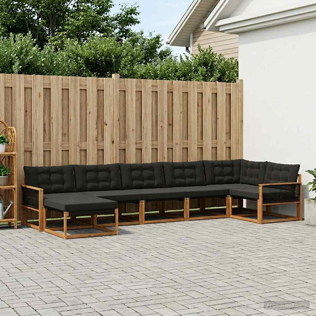 Buiten bankenset met kussen 7 pcs Naturel en Zwart is nu te koop bij PeponiXL, paradijselijk wonen!