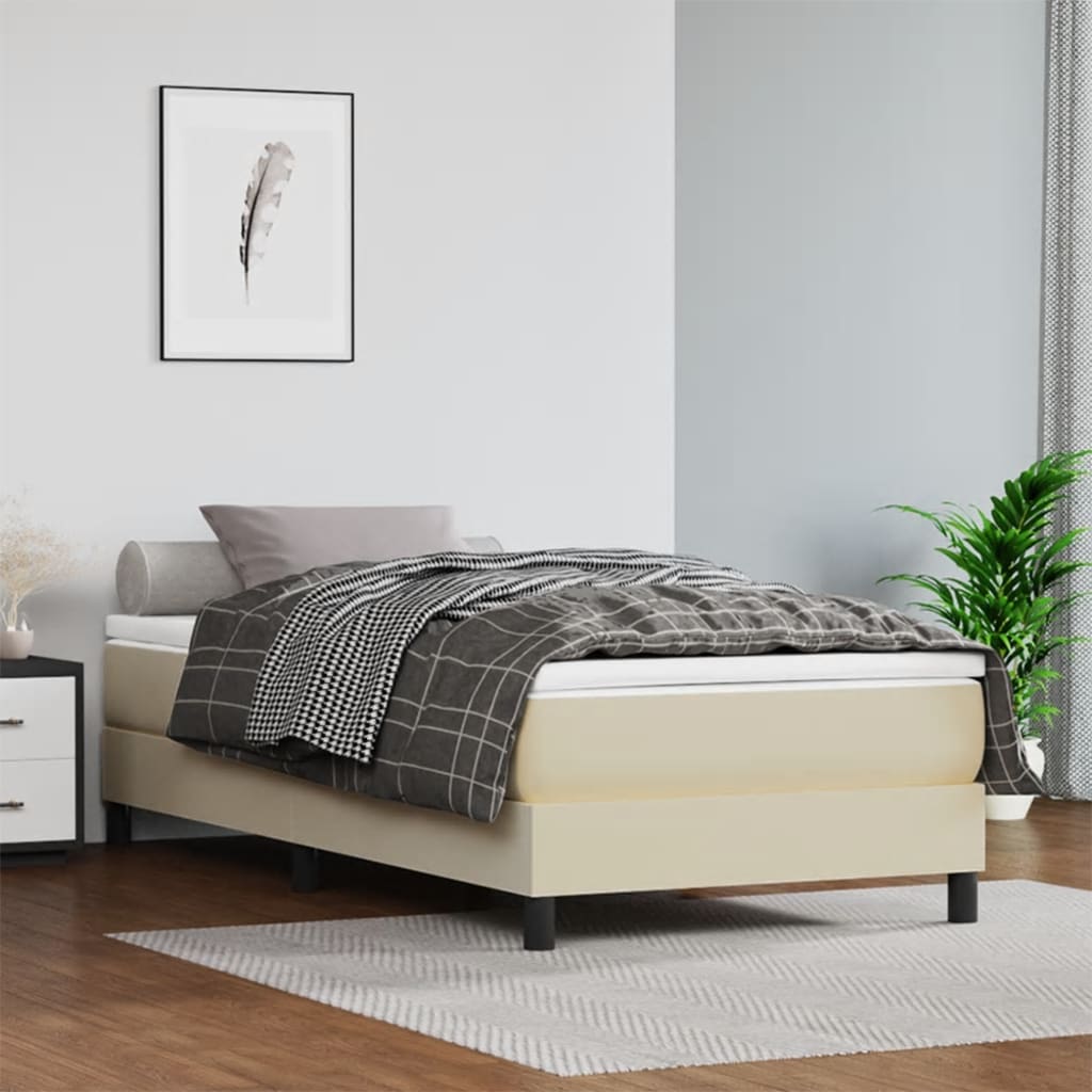 Pocketveringmatras medium 90x200x20 cm kunstleer crèmekleurig is nu te koop bij PeponiXL, paradijselijk wonen!
