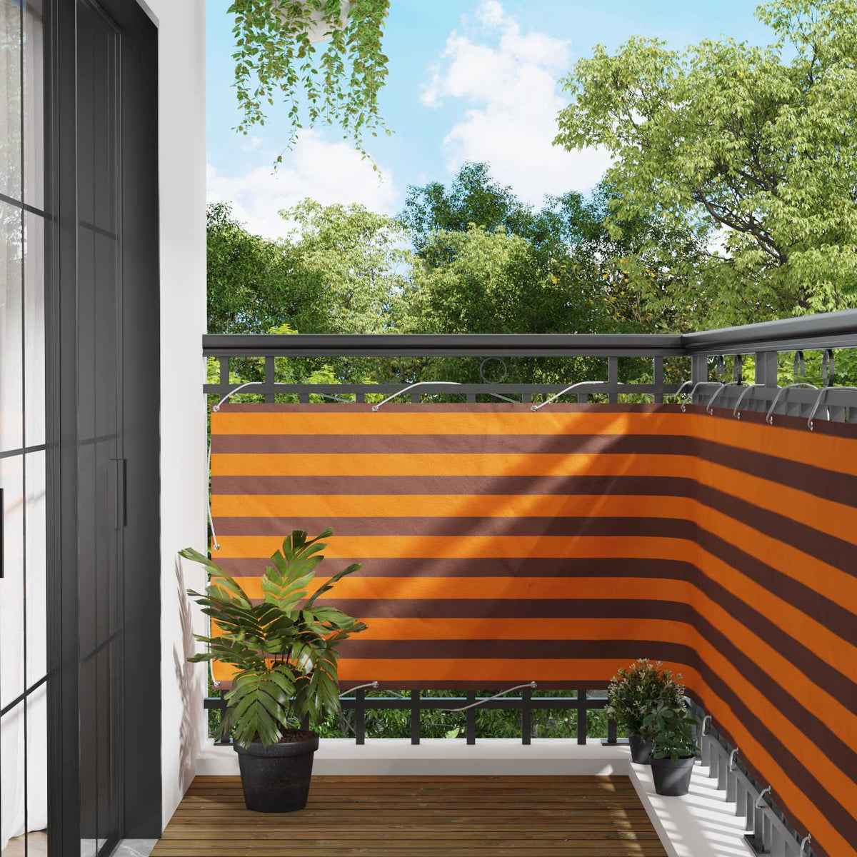 Balkon Scherm Oranje en Bruin 100 x 1000 cm Oxford Stof is nu te koop bij PeponiXL, paradijselijk wonen!