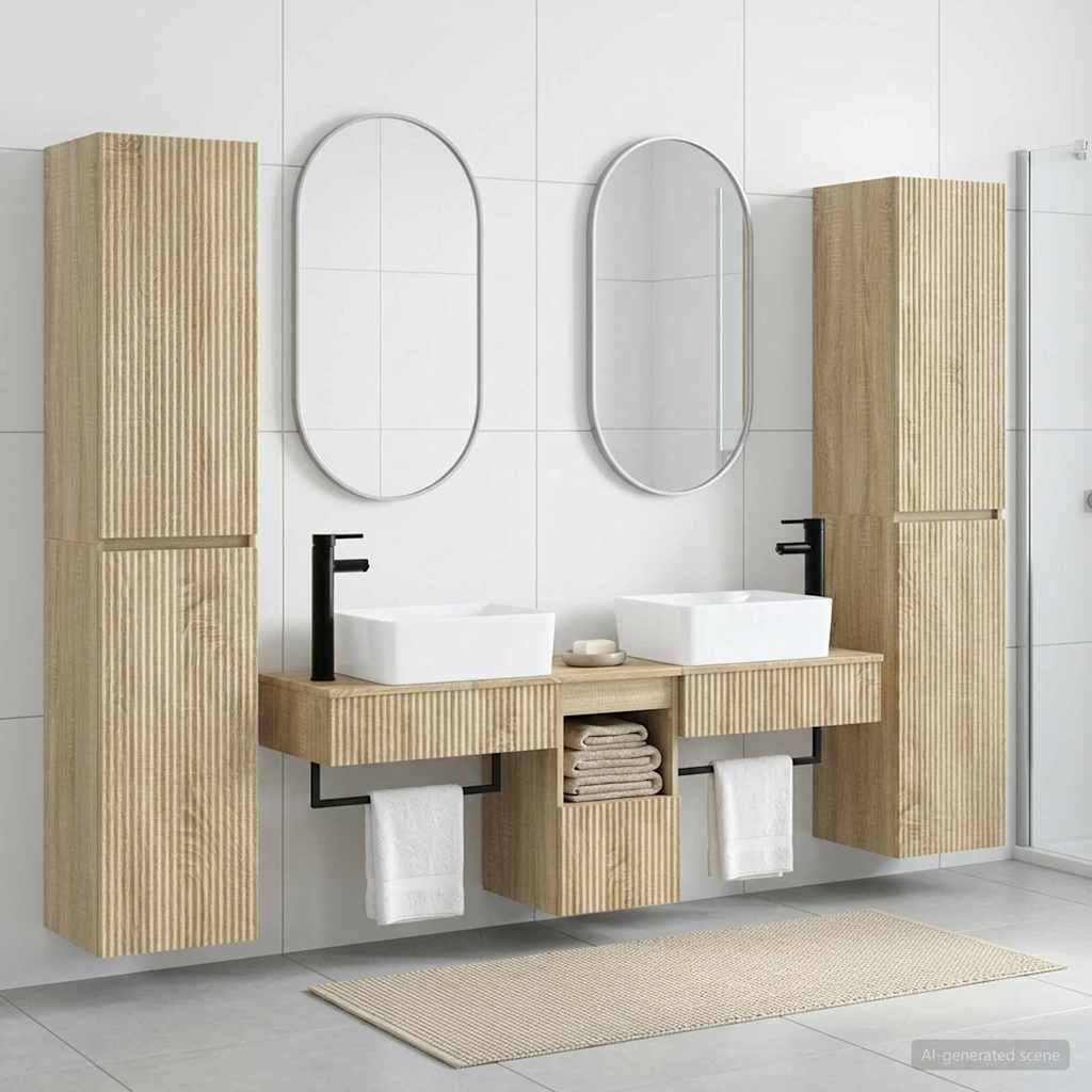 Badkamermeubelset 5 st Sonoma Eiken 33 x 34,5 x 160 cm is nu te koop bij PeponiXL, paradijselijk wonen!