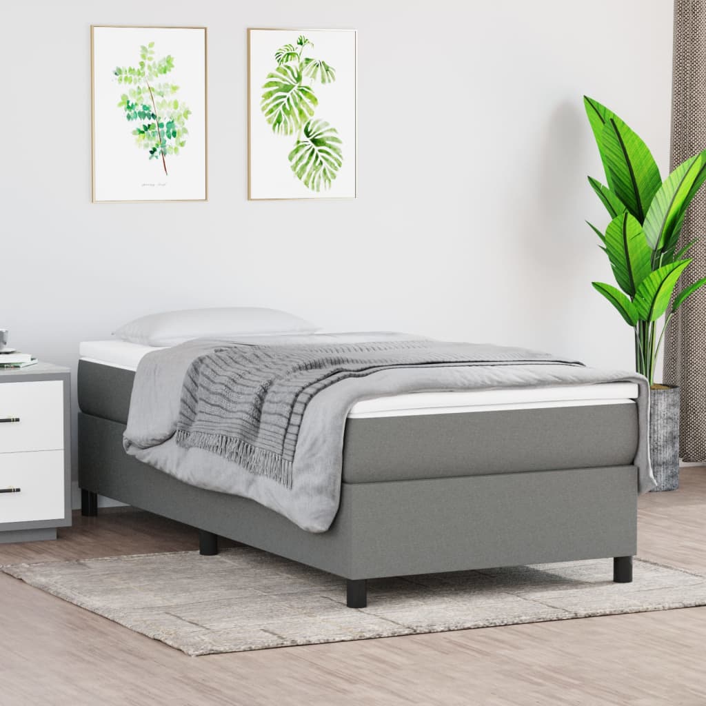 Boxspring met matras stof donkergrijs 90x190 cm is nu te koop bij PeponiXL, paradijselijk wonen!