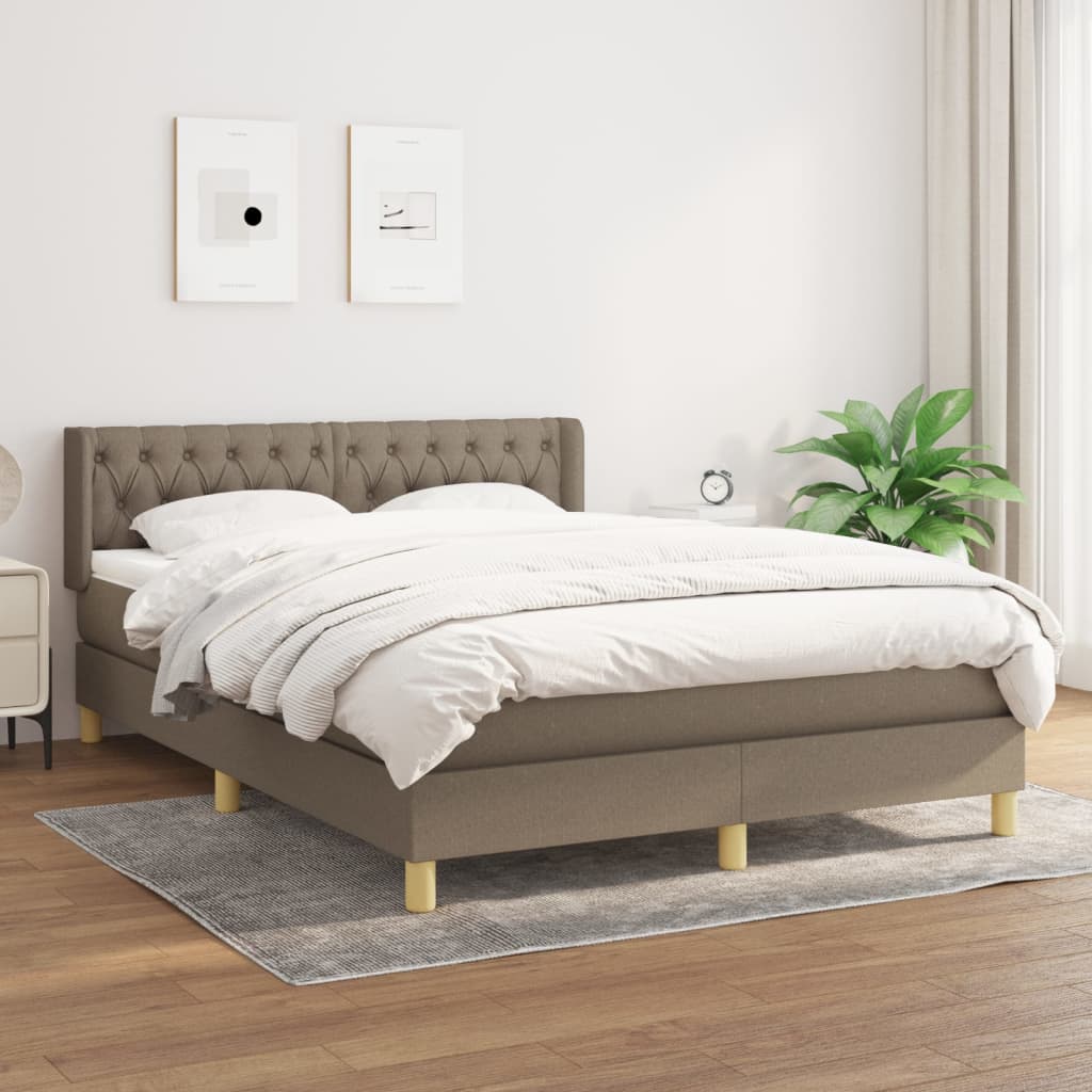 Boxspring met matras stof taupe 140x190 cm is nu te koop bij PeponiXL, paradijselijk wonen!