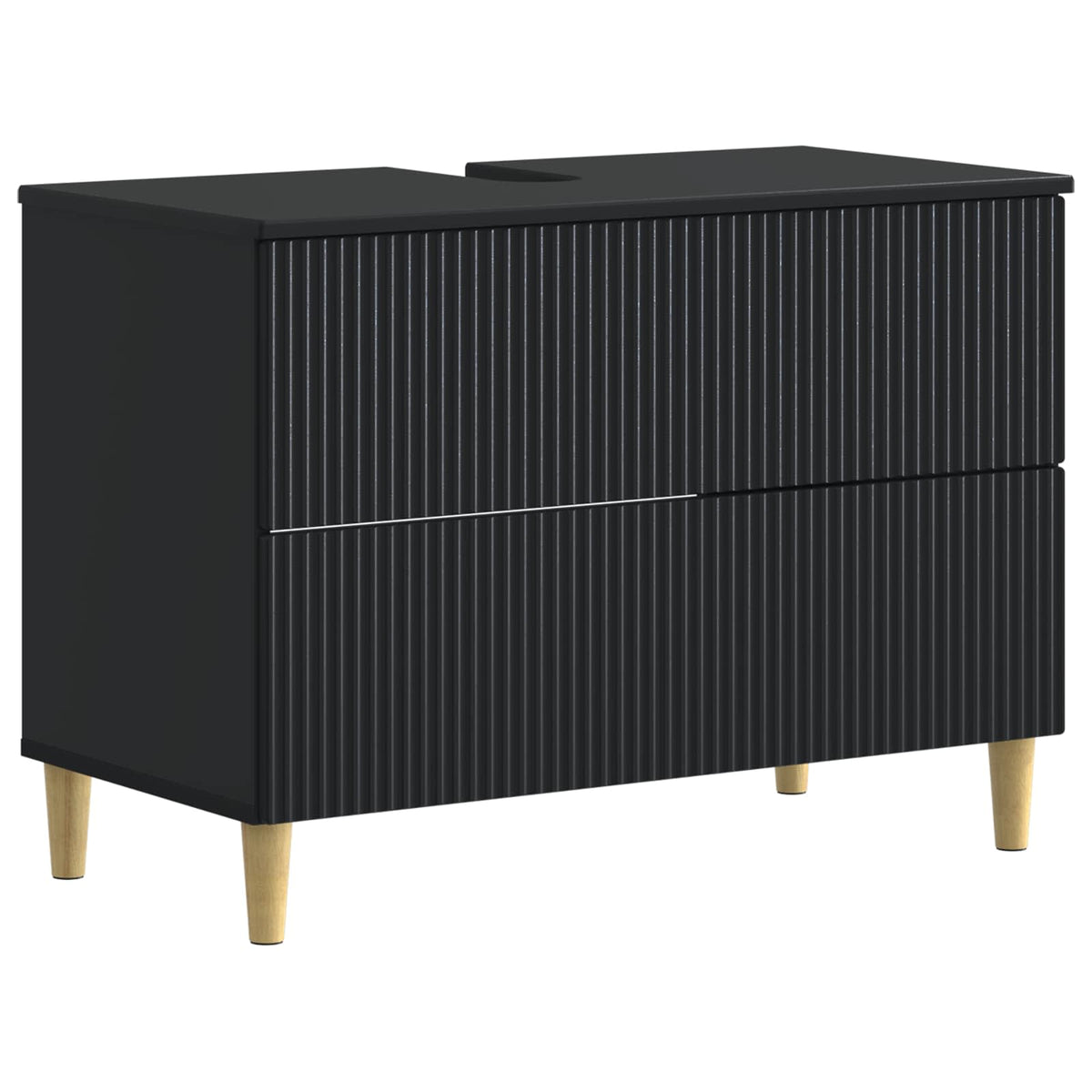Badkamer wastafelkast ARNHEM Zwart 82 x 41 x 59 cm Bewerkt hout is nu te koop bij PeponiXL, paradijselijk wonen!