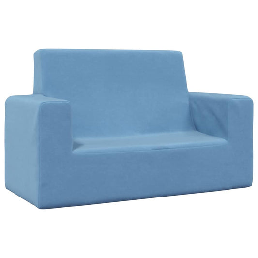Kinderbank 2-zits zacht pluche blauw is nu te koop bij PeponiXL, paradijselijk wonen!