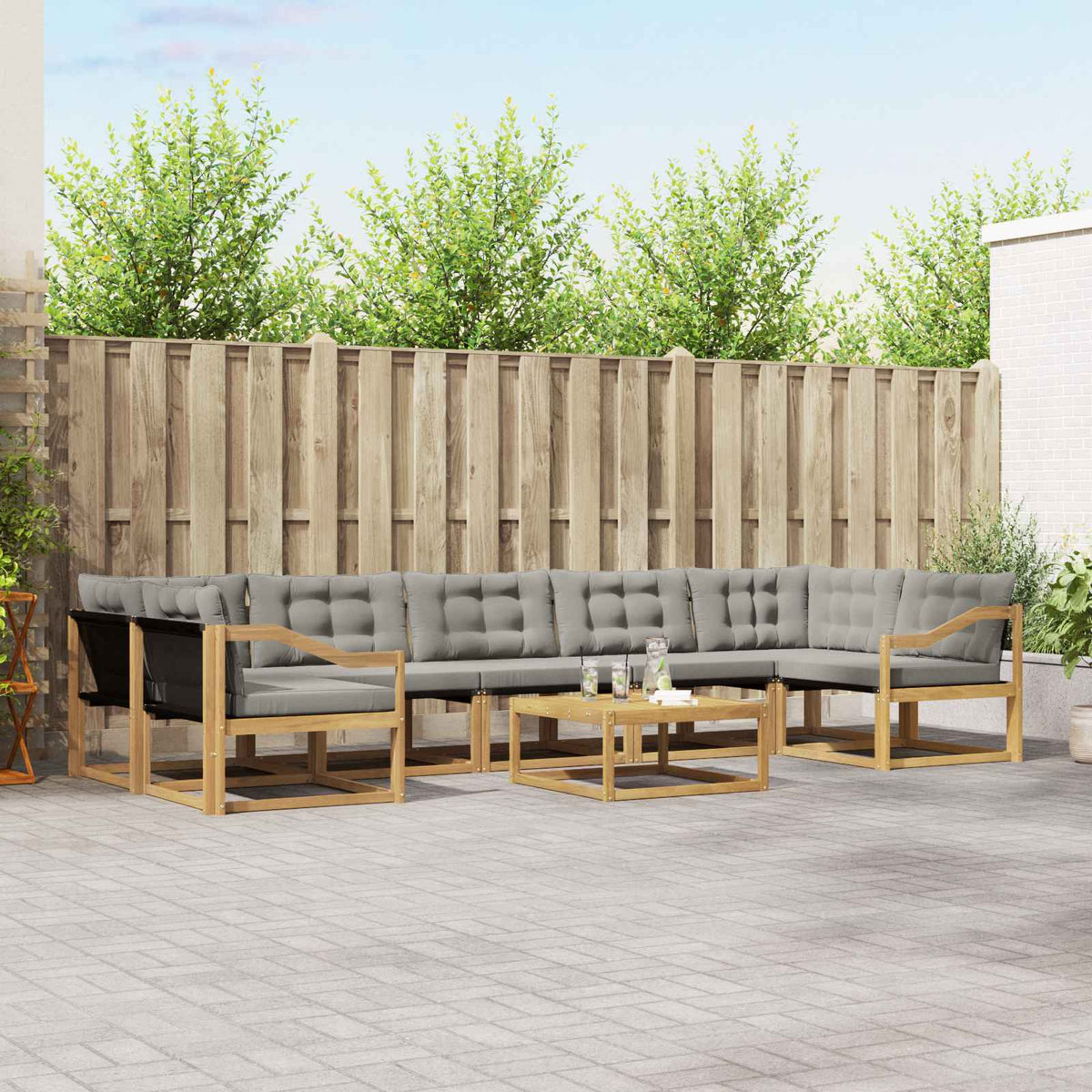 Buiten bankenset 8 pcs Wit en Lichtgrijs 79 x 79 x 37 cm is nu te koop bij PeponiXL, paradijselijk wonen!