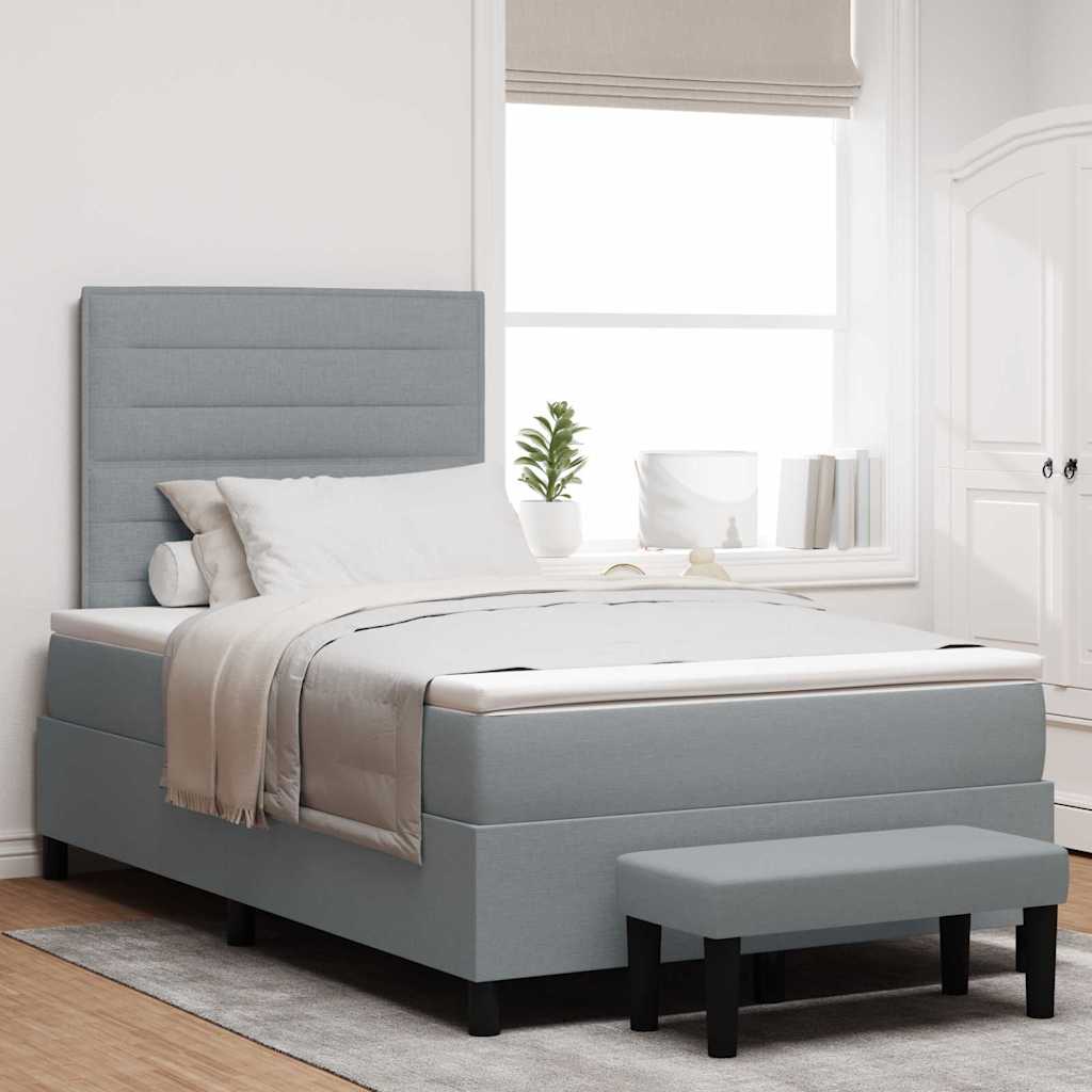 Boxspringbed met kussen Lichtgrijs 120 x 200 cm Stof is nu te koop bij PeponiXL, paradijselijk wonen!