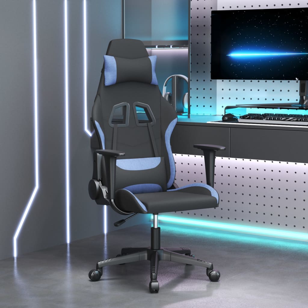 Gamestoel stof zwart en blauw is nu te koop bij PeponiXL, paradijselijk wonen!
