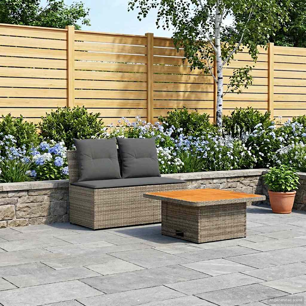 2 Stuk Tuin middelste sofa met uitschuiftafel poly rattan is nu te koop bij PeponiXL, paradijselijk wonen!