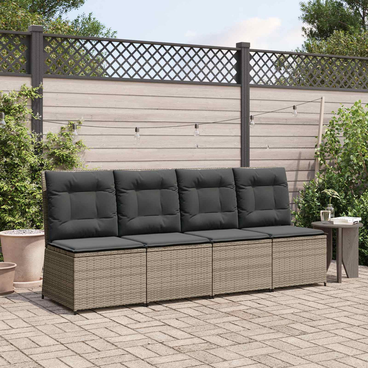 Tuinbank met kussen Grijs poly rattan is nu te koop bij PeponiXL, paradijselijk wonen!