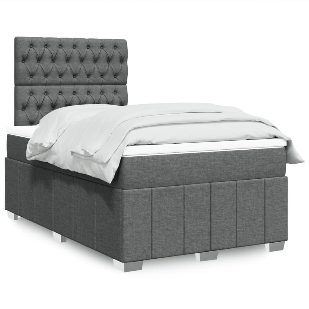 Boxspring met matras stof donkergrijs 120x190 cm is nu te koop bij PeponiXL, paradijselijk wonen!