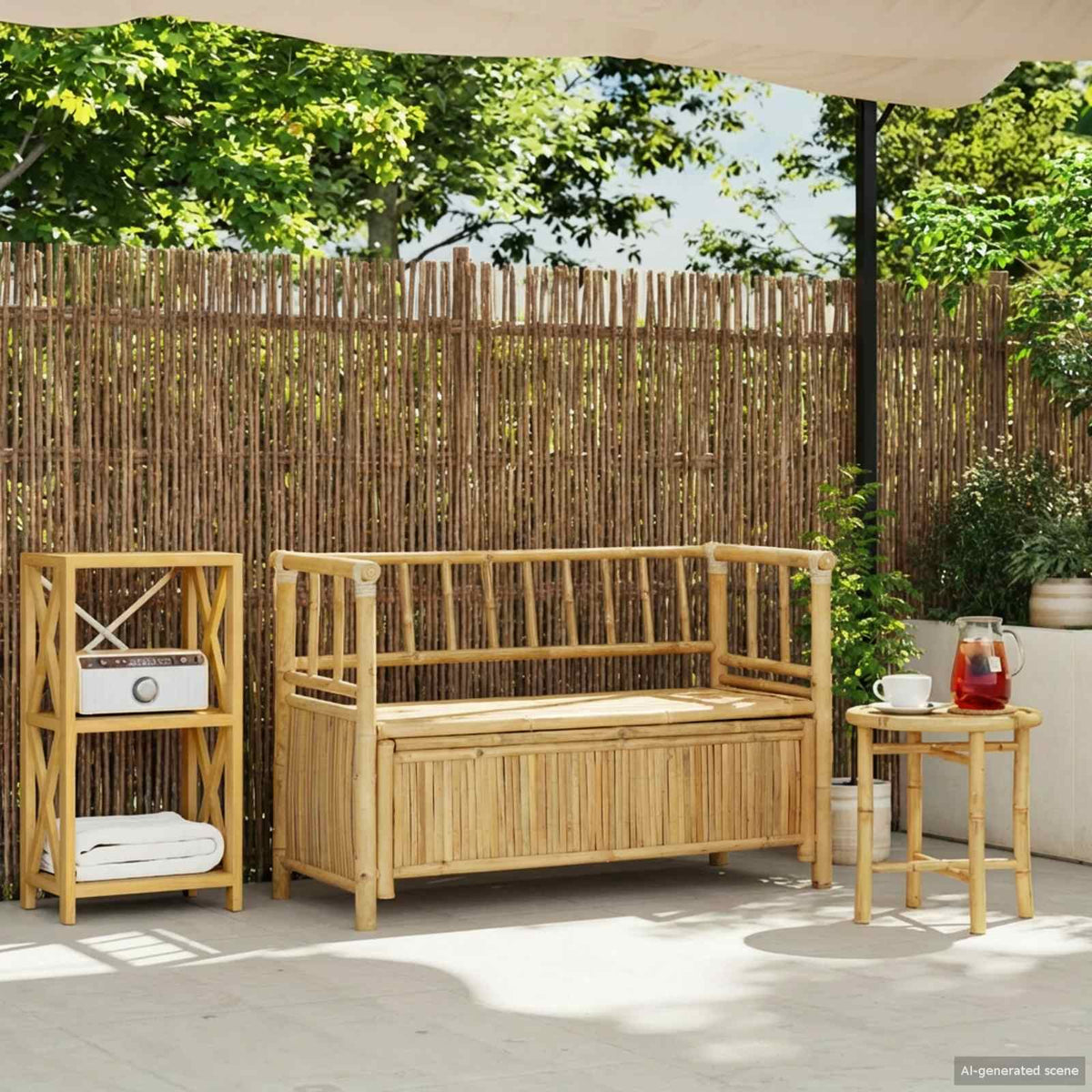 Tuinkast Bank Naturel 110 x 47 x 80 cm Bamboe is nu te koop bij PeponiXL, paradijselijk wonen!
