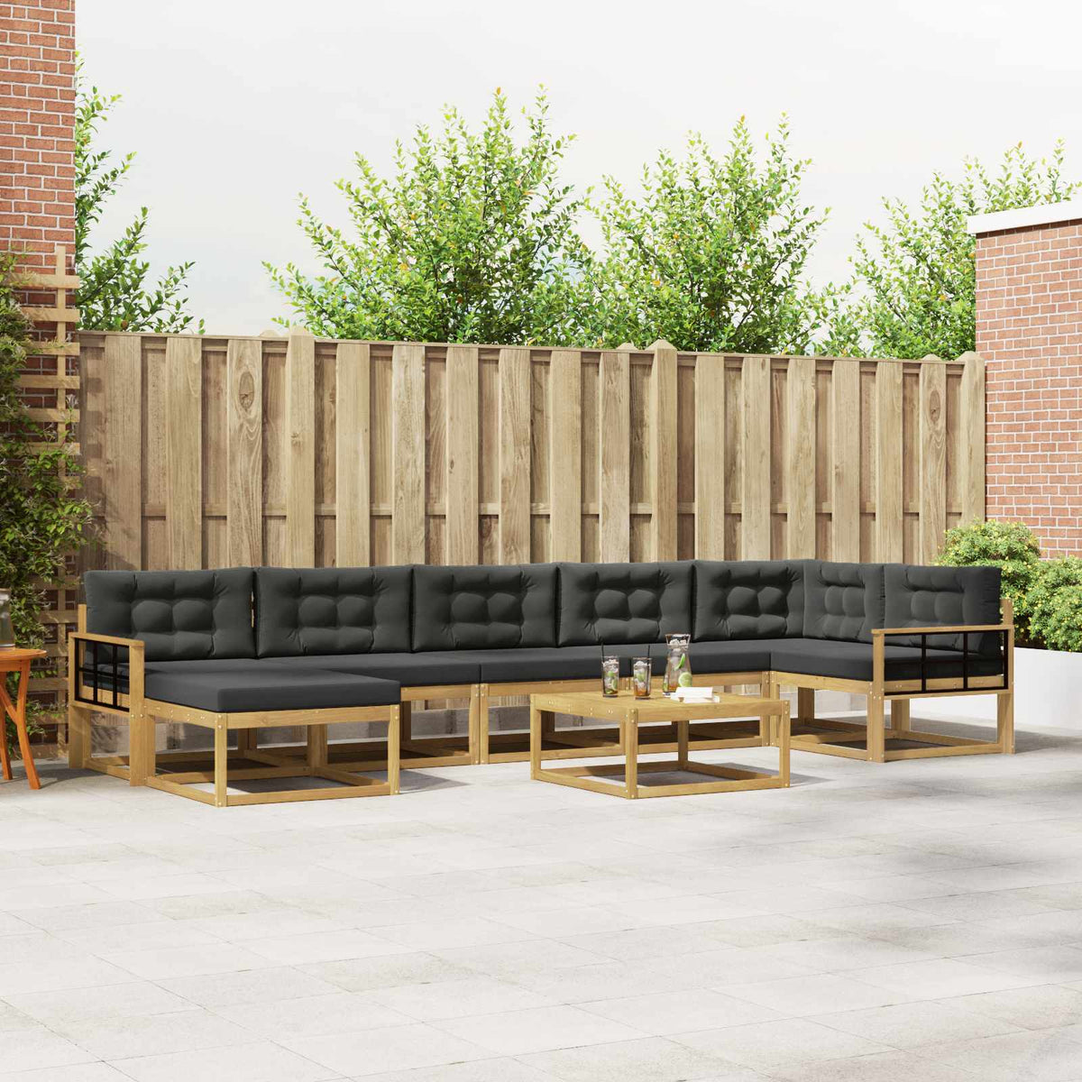 Buiten bankenset 8 pcs Wit en antracietkleurig is nu te koop bij PeponiXL, paradijselijk wonen!