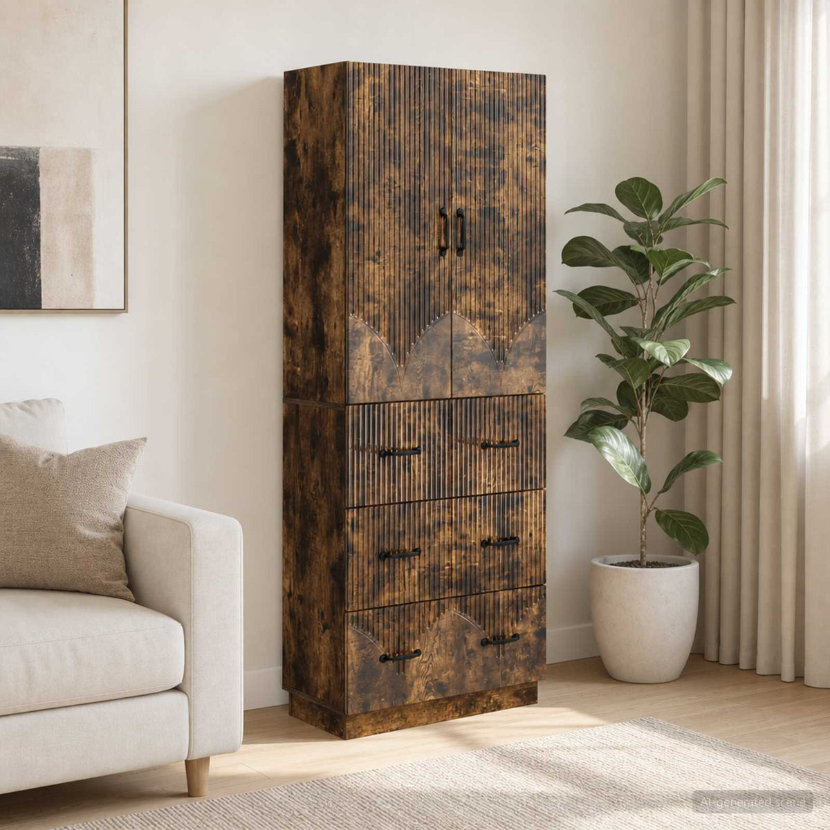 Kastenset 2 pcs Gerookt eiken 66 x 34,5 x 87 cm Bewerkt hout is nu te koop bij PeponiXL, paradijselijk wonen!