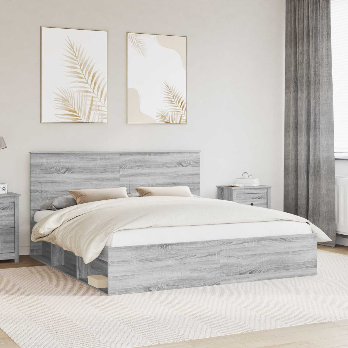 Bedframe Grijs Sonoma 180 x 200 cm Massief grenenhout is nu te koop bij PeponiXL, paradijselijk wonen!