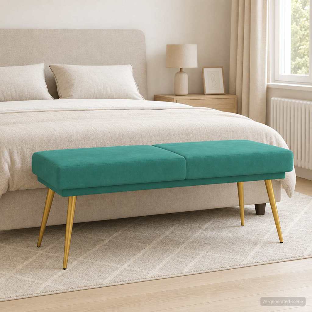 Dubbel Laagige Bank Turquoise 120 x 45 x 46 cm fluweel is nu te koop bij PeponiXL, paradijselijk wonen!