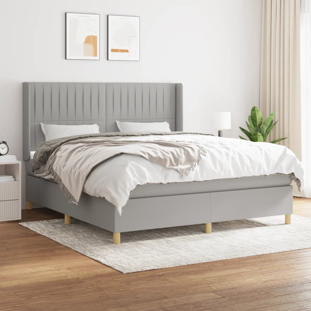 Boxspring met matras stof lichtgrijs 180x200 cm is nu te koop bij PeponiXL, paradijselijk wonen!