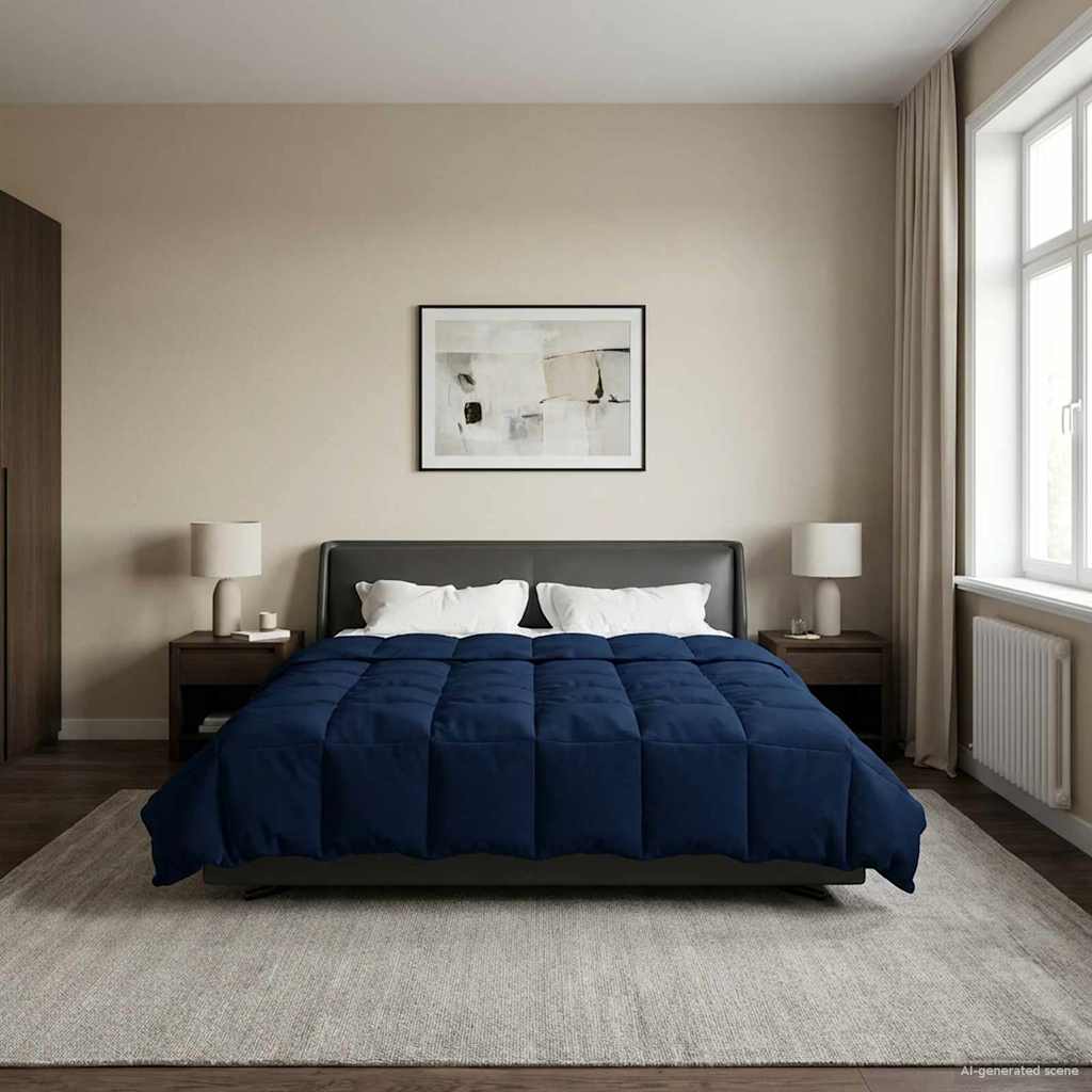 Winter Dekbed Gekwilt Donkerblauw 220 x 260 cm Microfiber is nu te koop bij PeponiXL, paradijselijk wonen!
