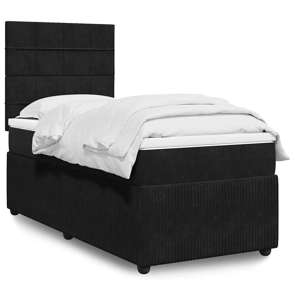 Boxspring met matras fluweel zwart 100x200 cm is nu te koop bij PeponiXL, paradijselijk wonen!