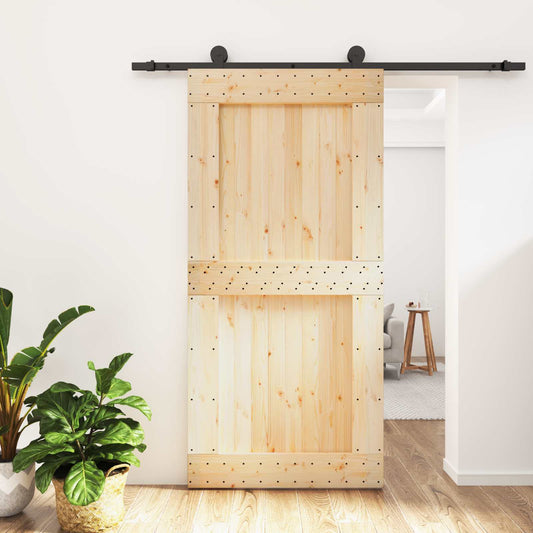 Schuifdeur Naturel en Zwart 100 x 210 cm Massief Grenenhout is nu te koop bij PeponiXL, paradijselijk wonen!