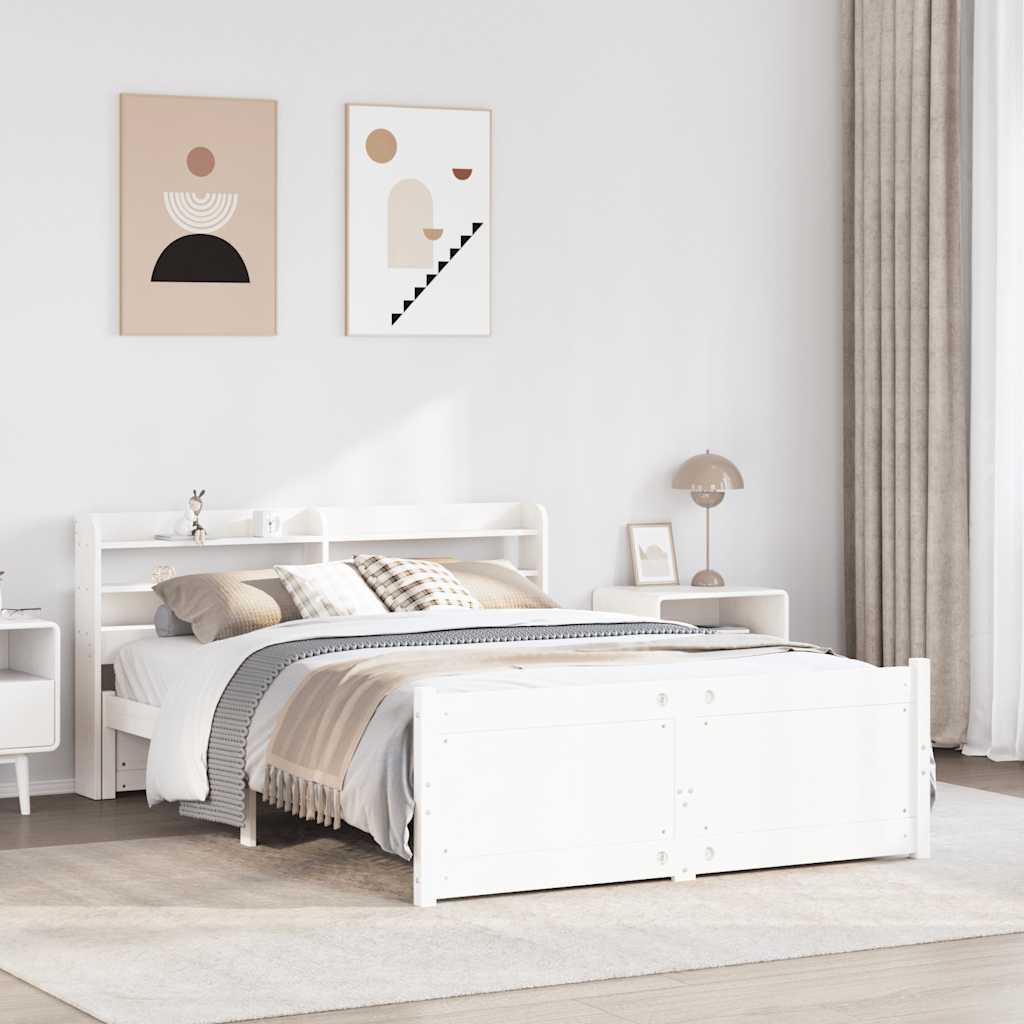 Bedframe met hoofdeinde zonder matras 140x190 cm wit is nu te koop bij PeponiXL, paradijselijk wonen!