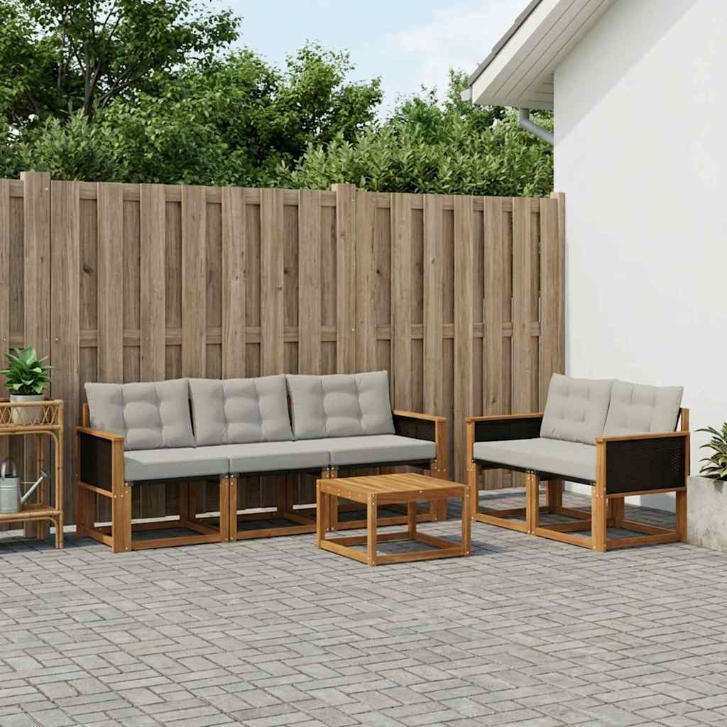 Buiten bankenset met kussen 7 pcs Naturel en lichtgrijs is nu te koop bij PeponiXL, paradijselijk wonen!