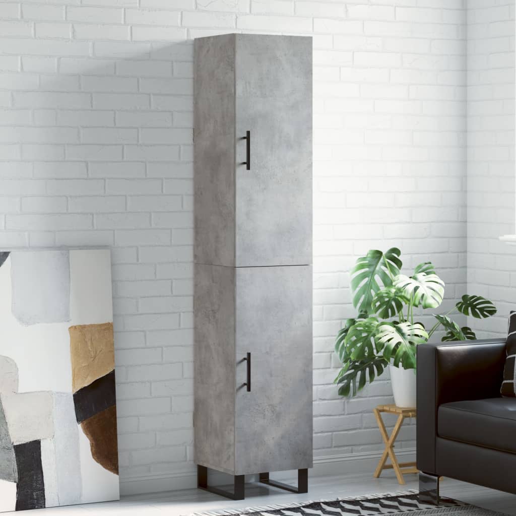 Hoge kast 34,5x34x180 cm bewerkt hout betongrijs is nu te koop bij PeponiXL, paradijselijk wonen!