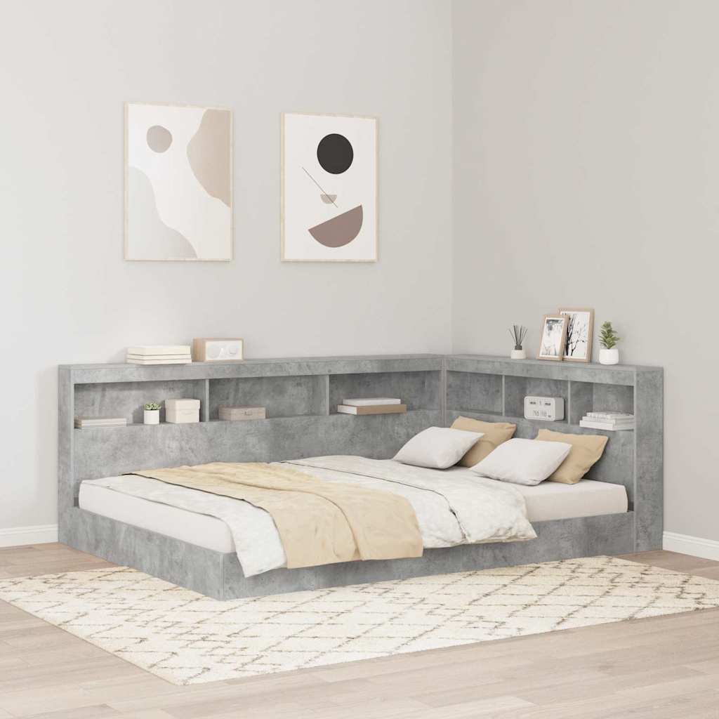 Opberghoofdbord met plank Beton Grijs 150 cm Bewerkt hout is nu te koop bij PeponiXL, paradijselijk wonen!