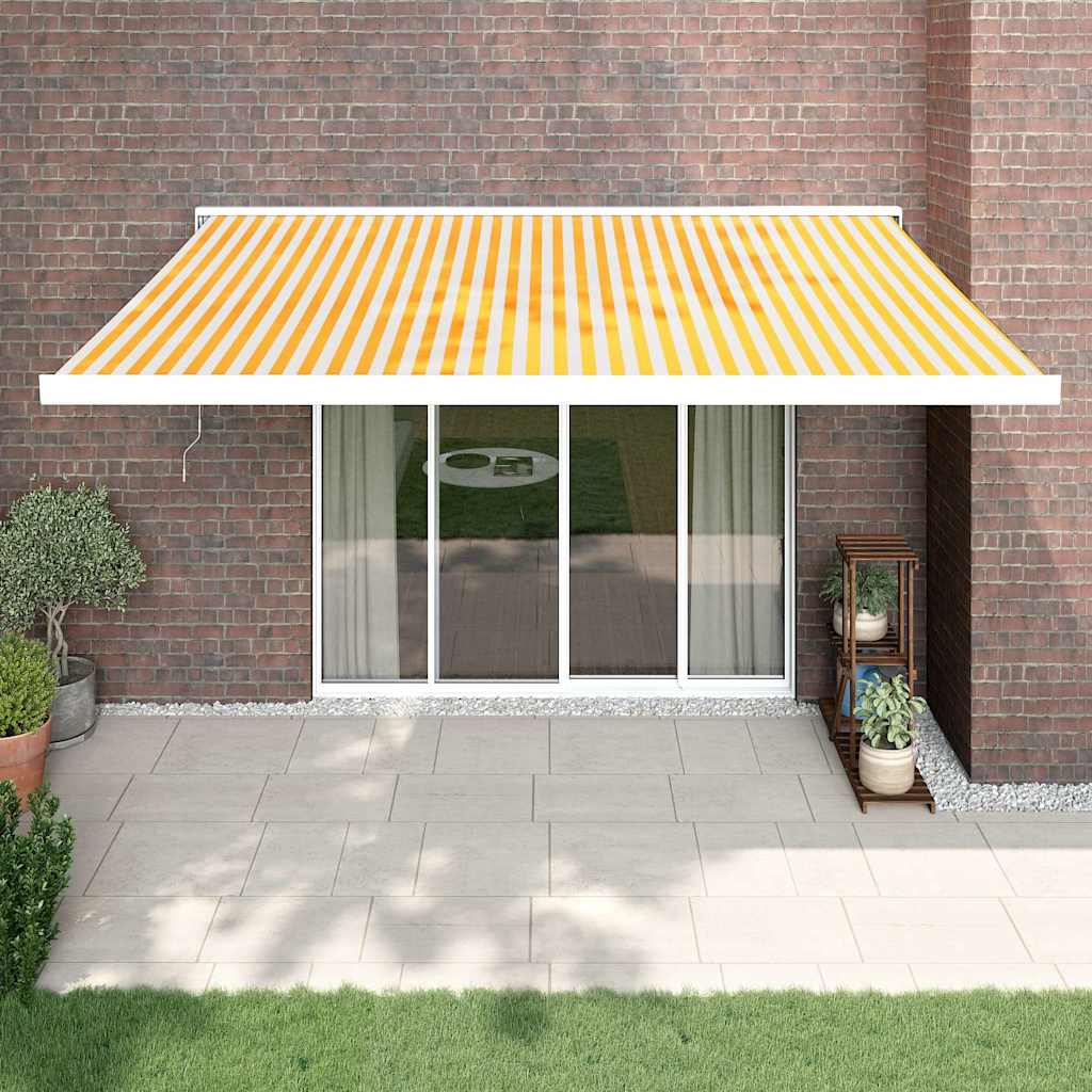 Luifel uittrekbaar 4,5x3 m stof en aluminium geel en wit is nu te koop bij PeponiXL, paradijselijk wonen!