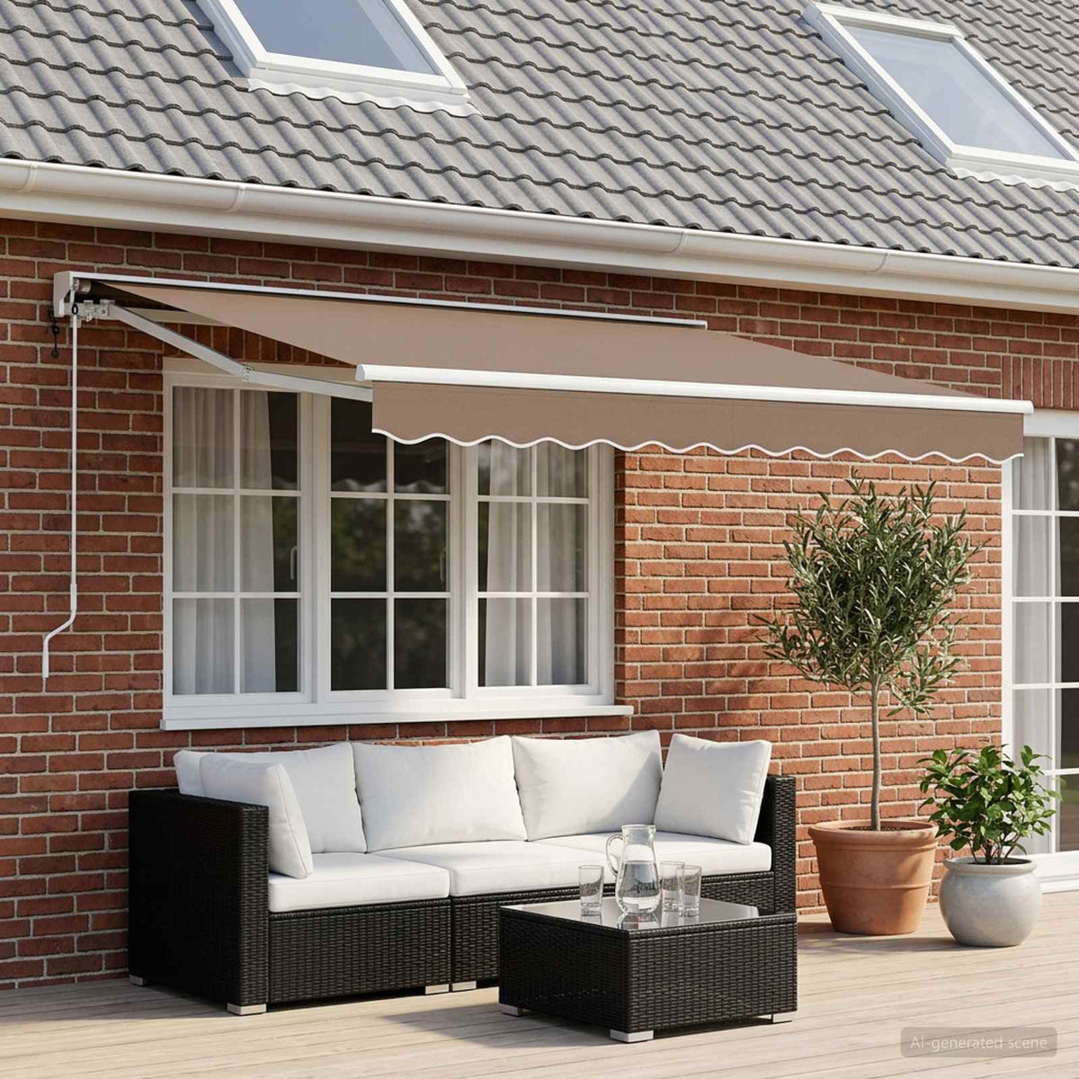 Elektrisch Uittrekbaar Zonnescherm Taupe 4 × 3 m is nu te koop bij PeponiXL, paradijselijk wonen!