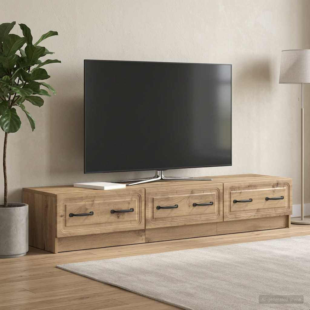 TV-kast Artisanaal eiken 147 x 34,5 x 27 cm Bewerkt hout is nu te koop bij PeponiXL, paradijselijk wonen!