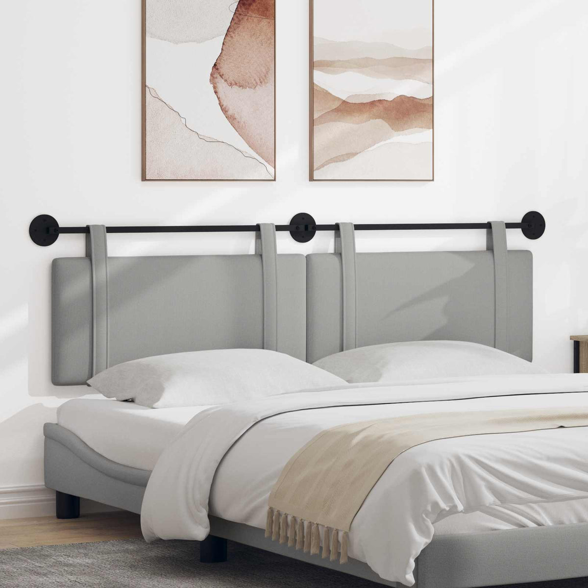 Hangend hoofdbord Wolkengrijs Stof is nu te koop bij PeponiXL, paradijselijk wonen!