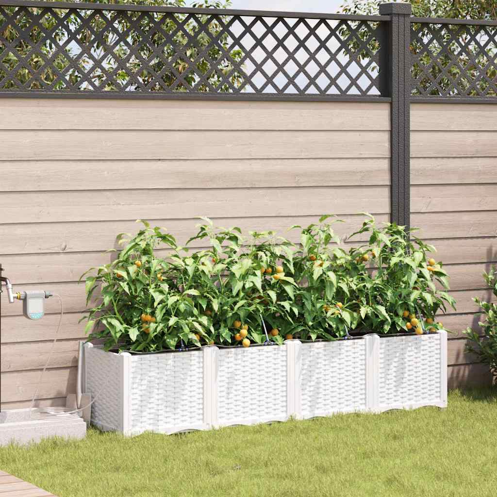 Tuin Bloempot 4 pcs Wit Kunststof is nu te koop bij PeponiXL, paradijselijk wonen!