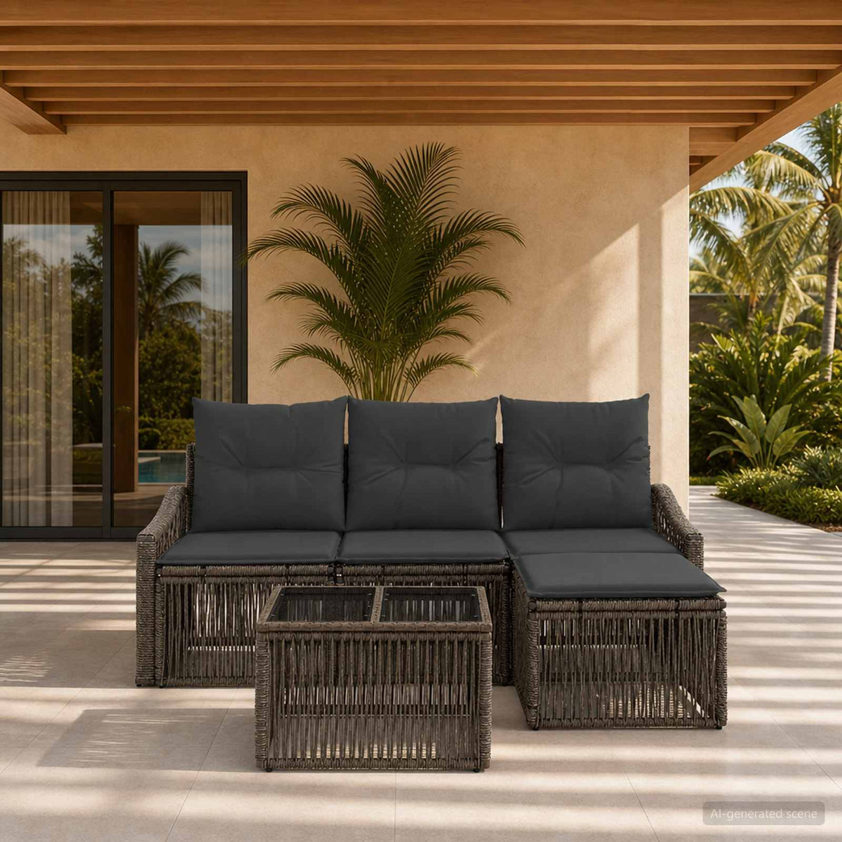 Tuinbankenset 5 pcs Grijs poly rattan is nu te koop bij PeponiXL, paradijselijk wonen!