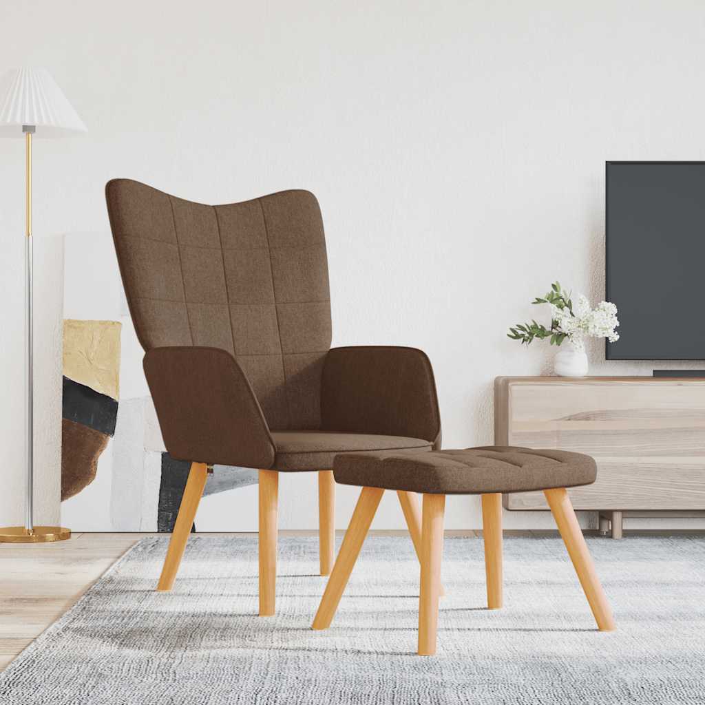 Relaxstoel met voetenbank stof bruin is nu te koop bij PeponiXL, paradijselijk wonen!