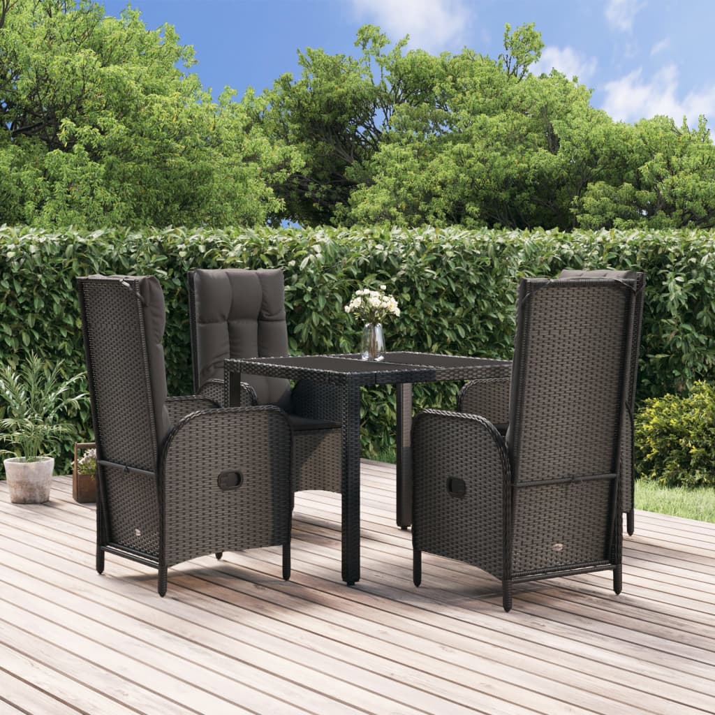 5-delige Tuinset met kussens poly rattan zwart is nu te koop bij PeponiXL, paradijselijk wonen!