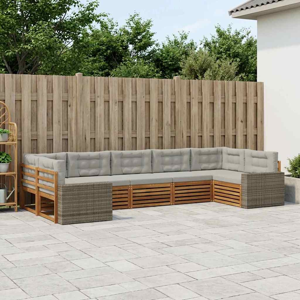 Buiten bankenset met kussen 7 pcs Naturel en lichtgrijs is nu te koop bij PeponiXL, paradijselijk wonen!