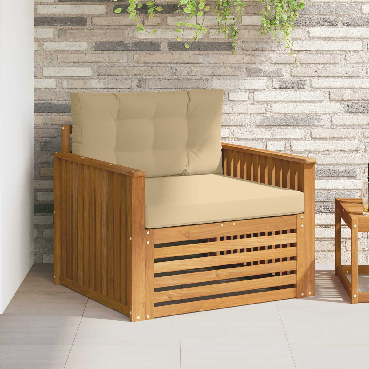Tuinbank Massief Acaciahout en Polyester Natuurlijk en Beige is nu te koop bij PeponiXL, paradijselijk wonen!