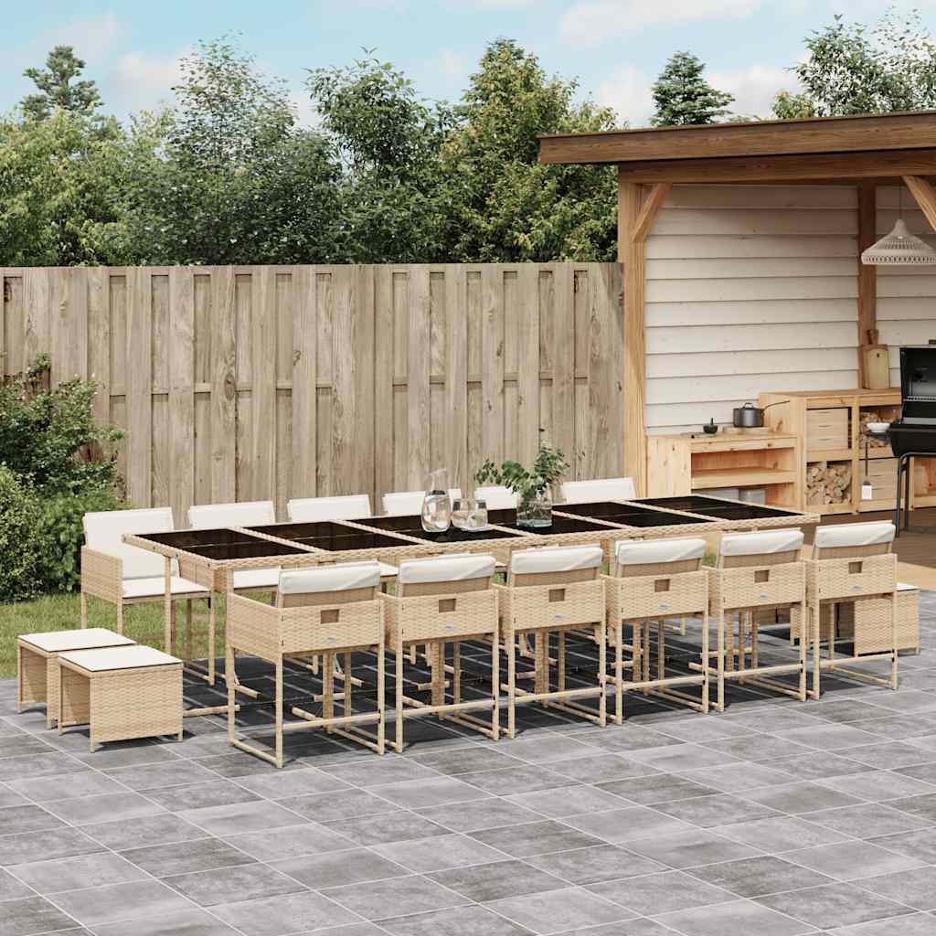 17-delige Tuinset met kussens poly rattan beige is nu te koop bij PeponiXL, paradijselijk wonen!