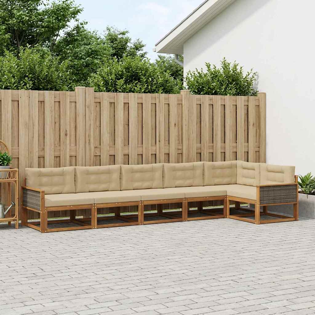 Buiten bankenset met kussen 6 pcs Natuurlijk en Beige is nu te koop bij PeponiXL, paradijselijk wonen!