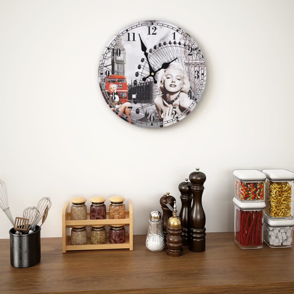 Wandklok vintage stijl Marilyn Monroe 30 cm is nu te koop bij PeponiXL, paradijselijk wonen!