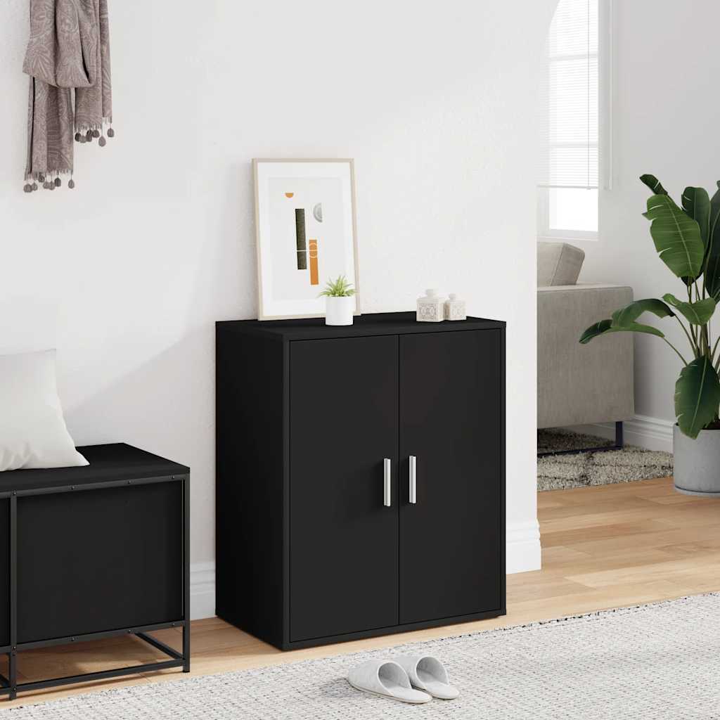 Schoenenkast 60x35x70 cm bewerkt hout zwart is nu te koop bij PeponiXL, paradijselijk wonen!