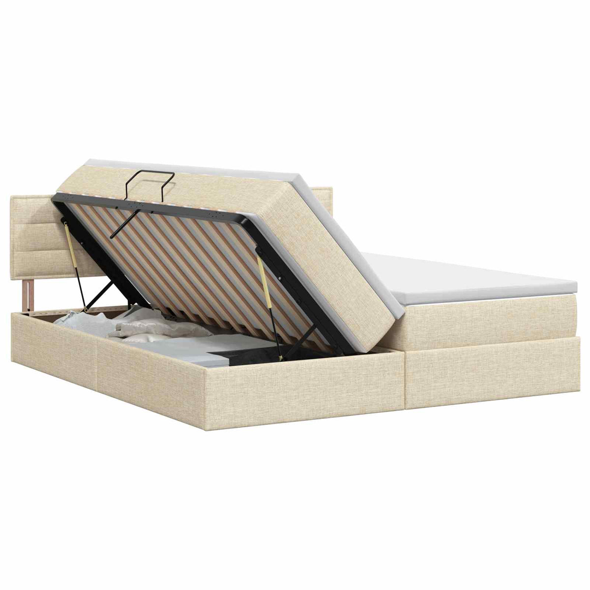 Opbergbed met matras Crèmekleurig 140 x 200 cm fluweel is nu te koop bij PeponiXL, paradijselijk wonen!