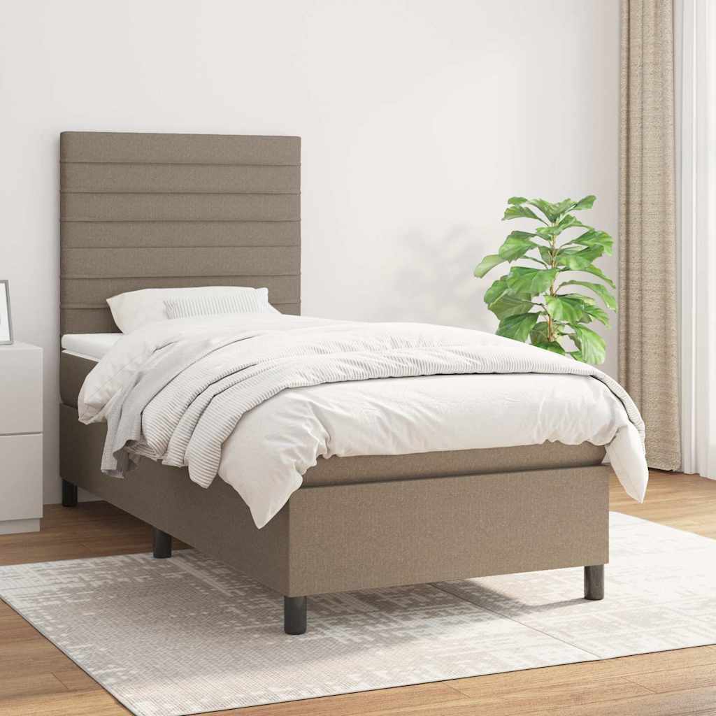 Boxspring met matras stof taupe 90x190 cm is nu te koop bij PeponiXL, paradijselijk wonen!
