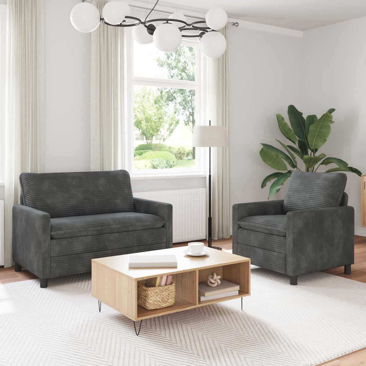 Bankstel 2 pcs Lichtgrijs Polyester is nu te koop bij PeponiXL, paradijselijk wonen!