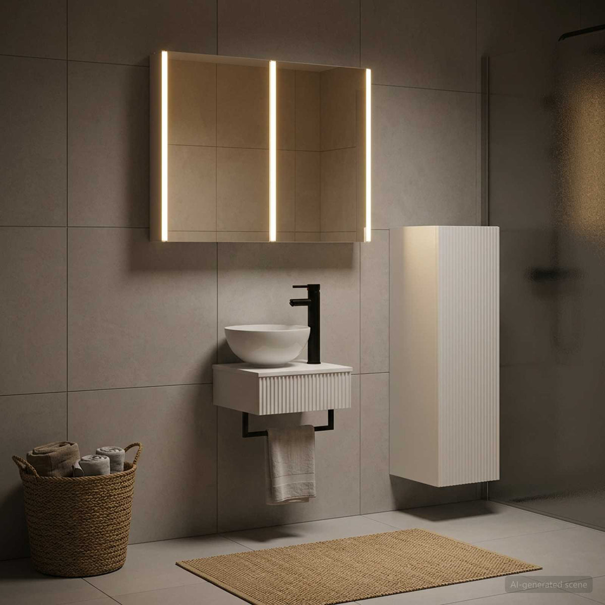 Badkamerkastenset 4 st Wit Bewerkt hout is nu te koop bij PeponiXL, paradijselijk wonen!